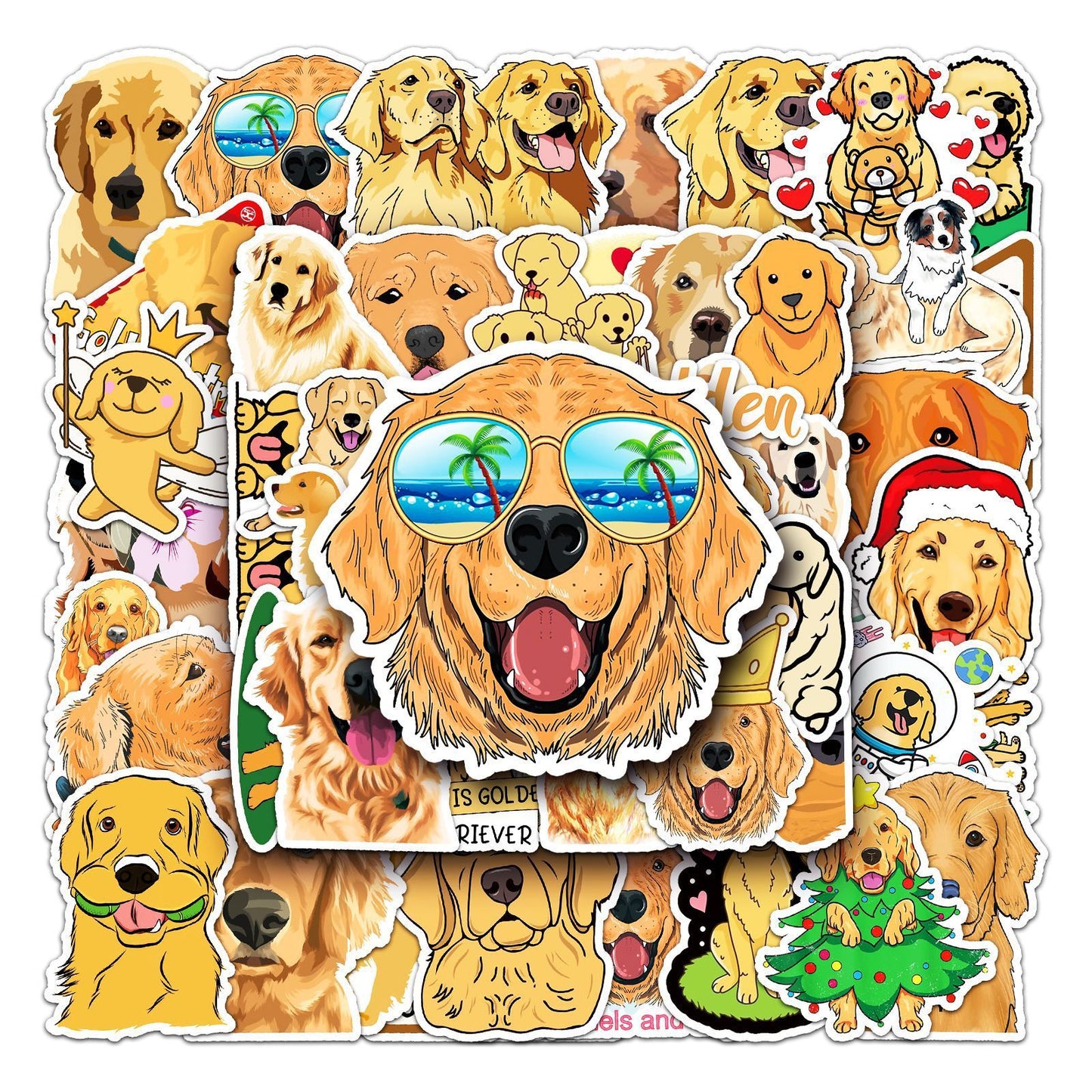 50 Golden Retriever Graffiti Personalized Cartoon Animal DIY Stickers