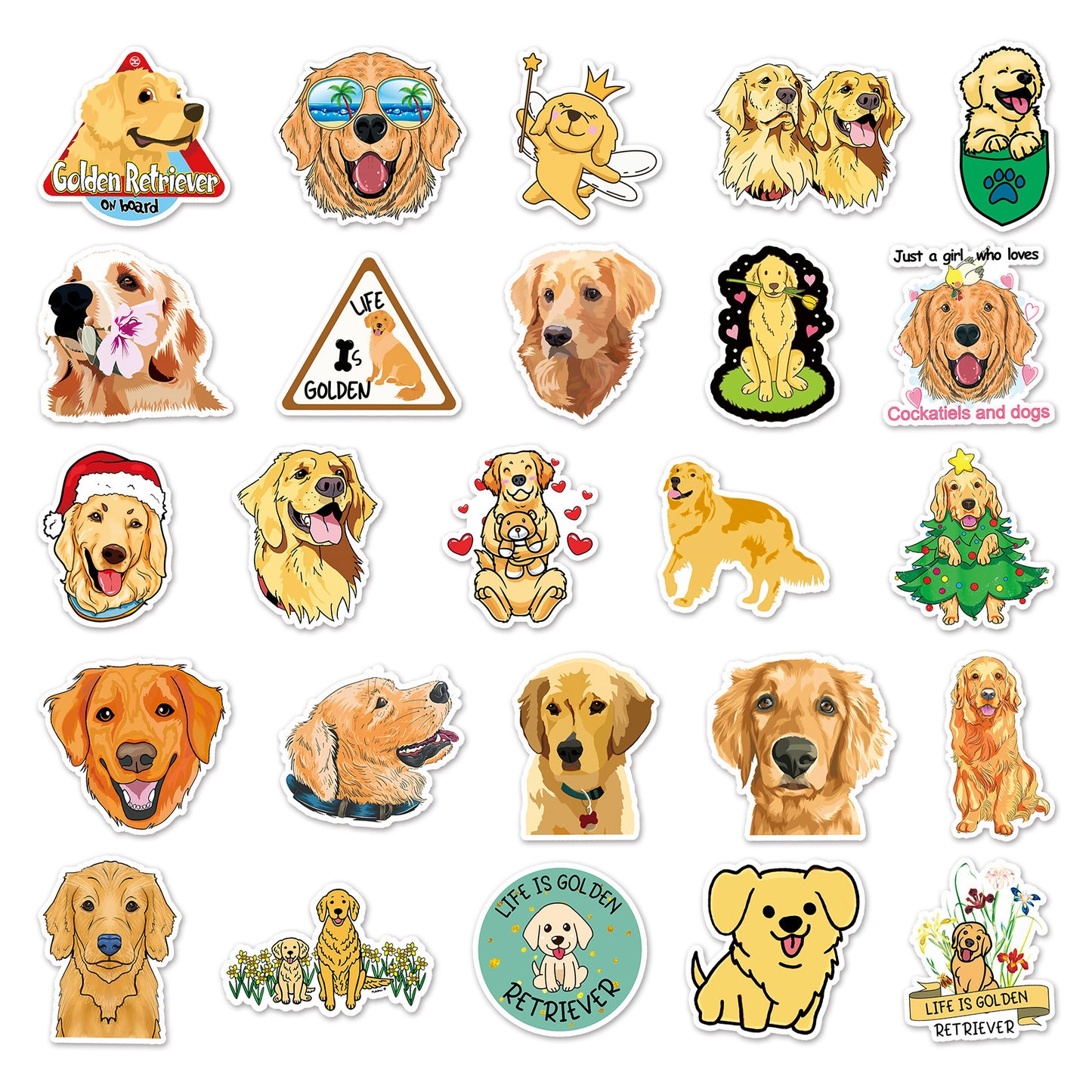 50 Golden Retriever Graffiti Personalized Cartoon Animal DIY Stickers