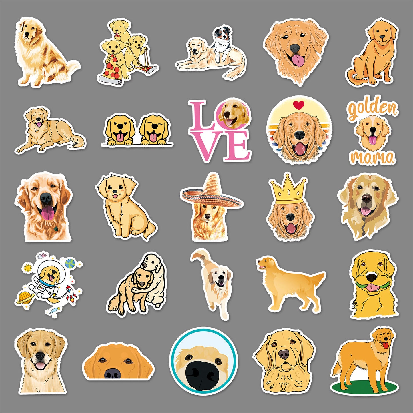 50 Golden Retriever Graffiti Personalized Cartoon Animal DIY Stickers