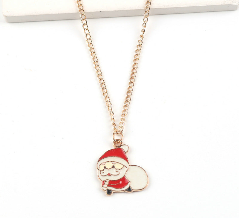 Cute Christmas Necklace- Santa Claus, Snowman, Elk Pendant Necklace Jewelry For Women