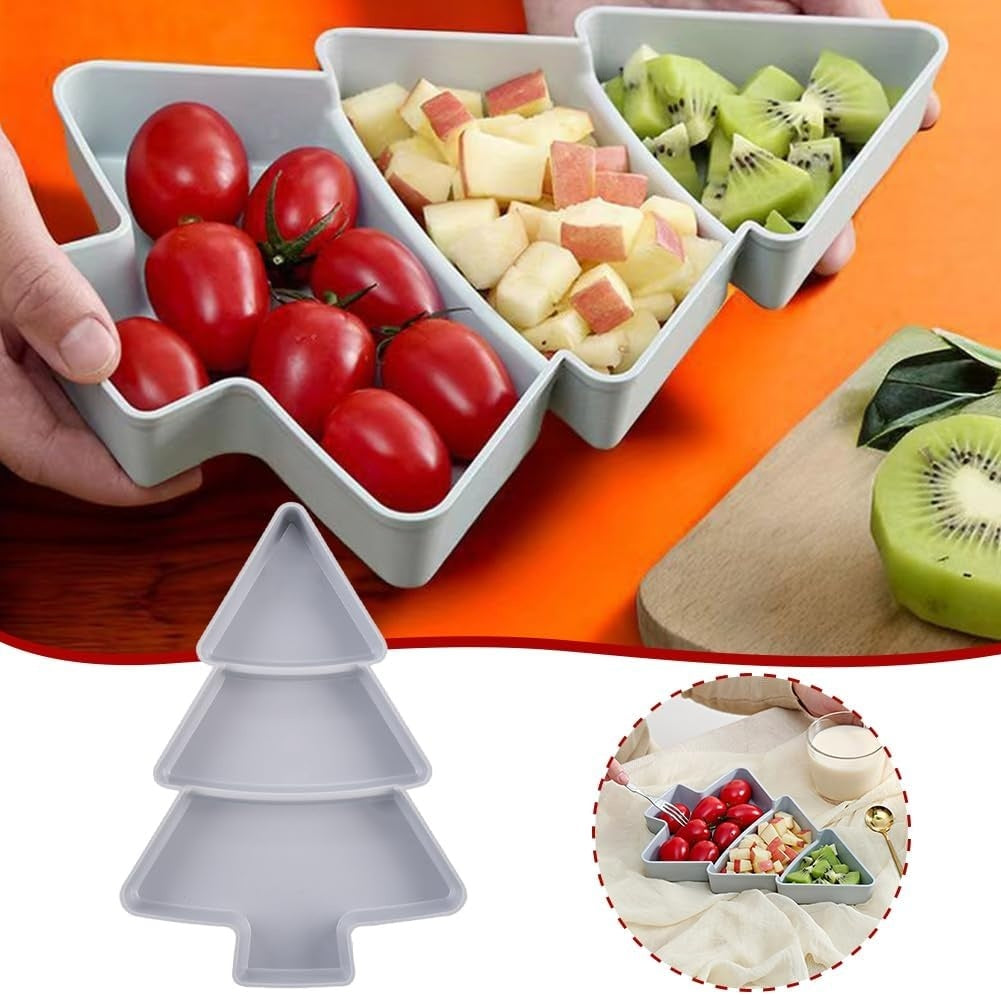 Christmas Tree Shaped Fruit Platter Creative Plates Storage Box Dried Fruit Snack Plates Divided Candy Dessert Plate Container