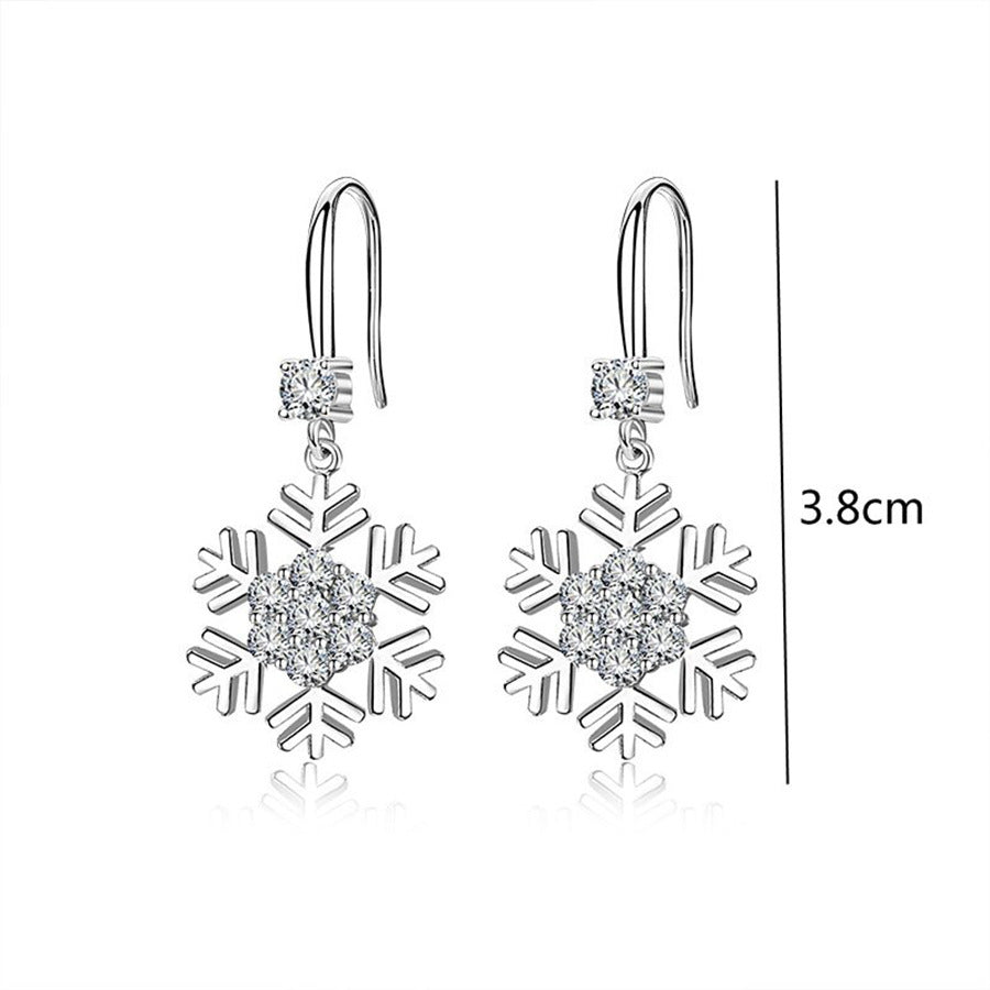 Snowflake Earrings With Rhinestones Fashion Personalized Christmas Earrings For Women