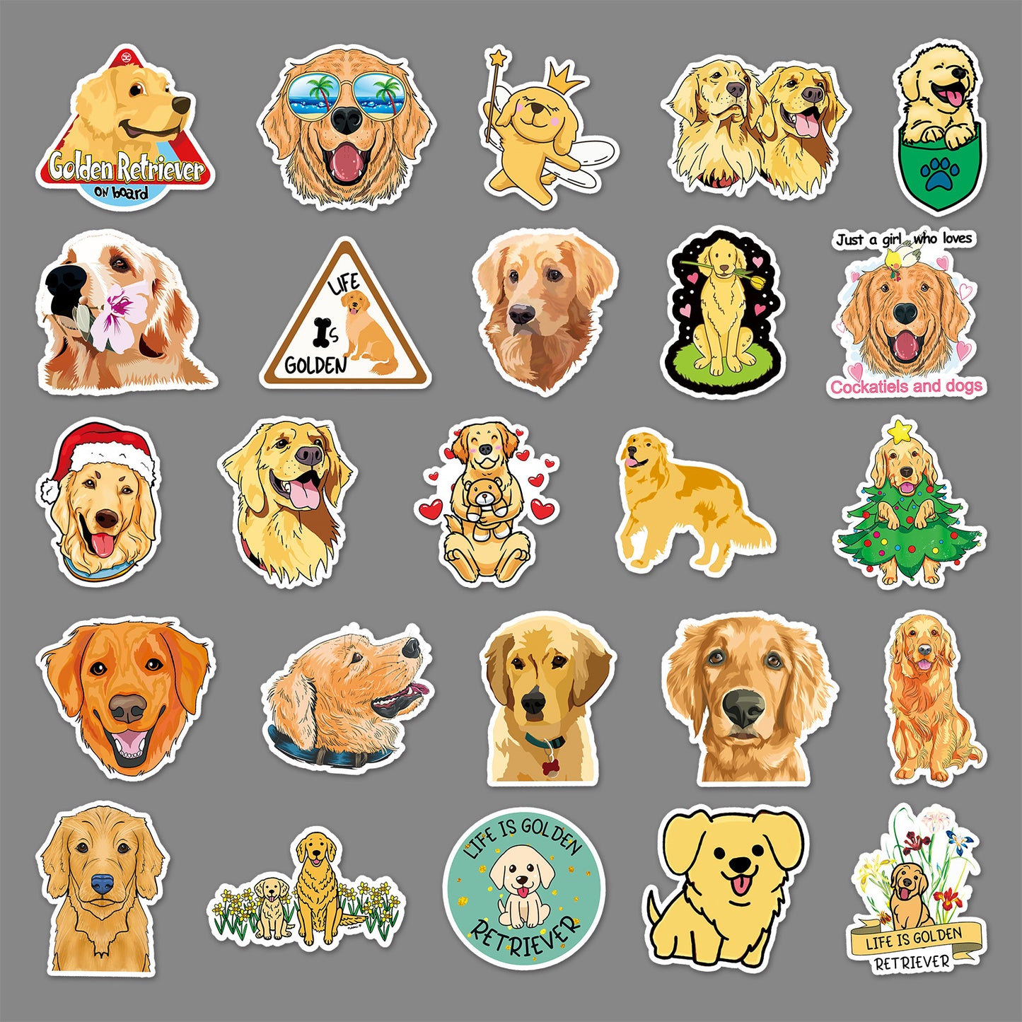 50 Golden Retriever Graffiti Personalized Cartoon Animal DIY Stickers