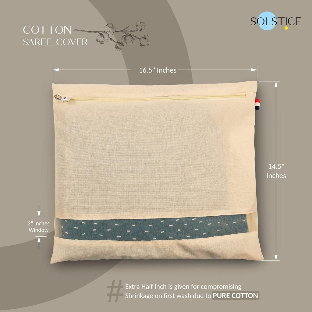 Cotton Saree Storage Bag with Zip (16" × 14")