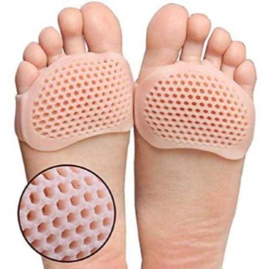 Silicone Gel Half Toe Sleeve Anti-Skid Forefoot Soft Pads for Pain Relief heel front socks silicone Heel Protector foot Gel Socks for Repair Dry Cracked Skins (Free Size)