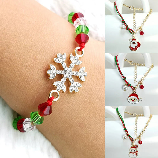 Christmas Bracelet- Snowman Santa Claus Tree Snowflake Elk For Women