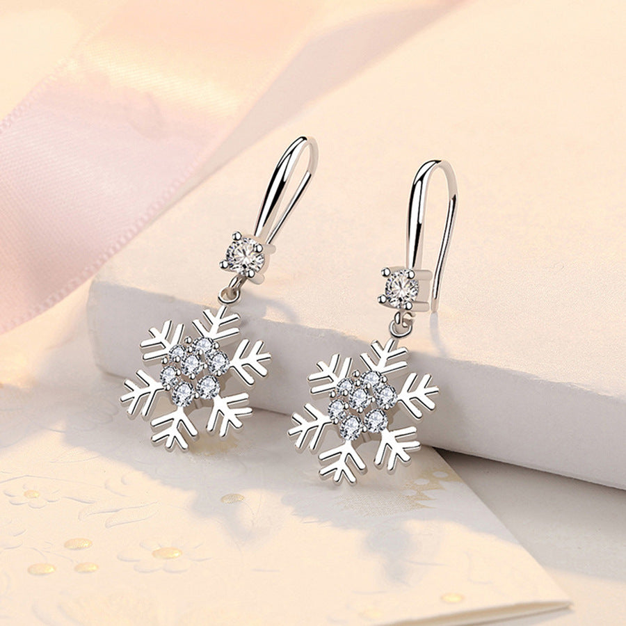 Snowflake Earrings With Rhinestones Fashion Personalized Christmas Earrings For Women