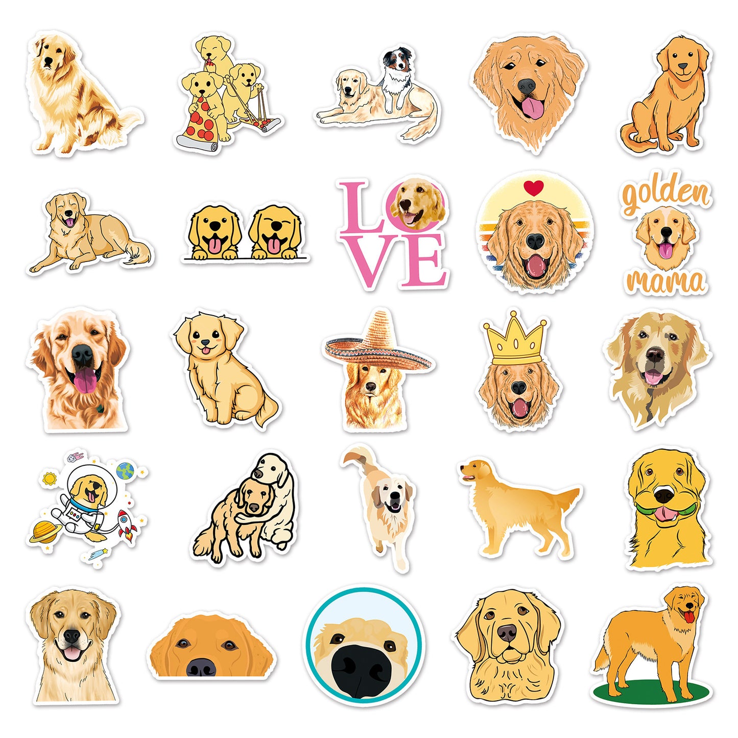 50 Golden Retriever Graffiti Personalized Cartoon Animal DIY Stickers