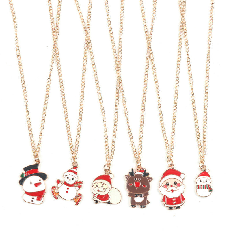 Cute Christmas Necklace- Santa Claus, Snowman, Elk Pendant Necklace Jewelry For Women