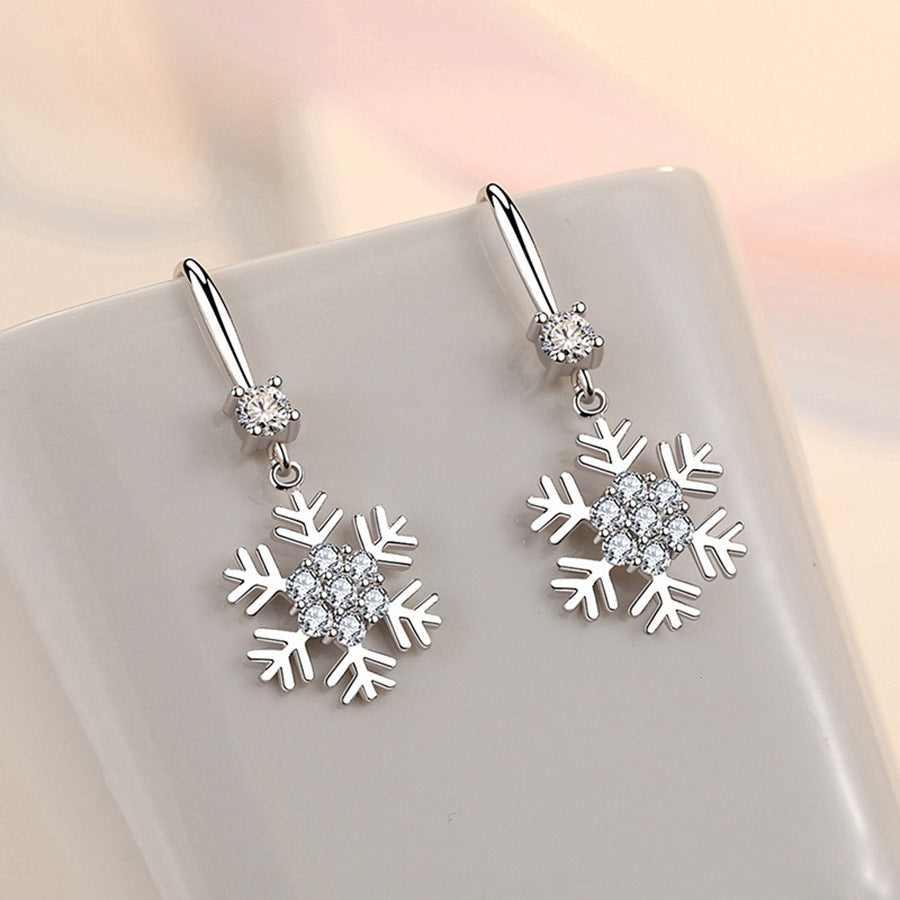 Snowflake Earrings With Rhinestones Fashion Personalized Christmas Earrings For Women