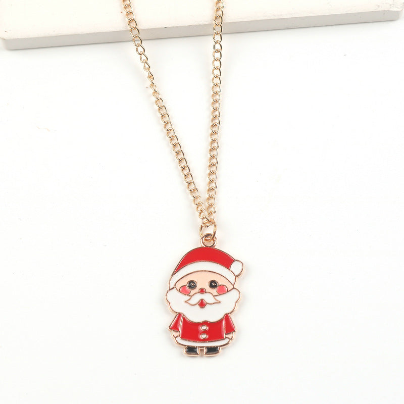 Cute Christmas Necklace- Santa Claus, Snowman, Elk Pendant Necklace Jewelry For Women