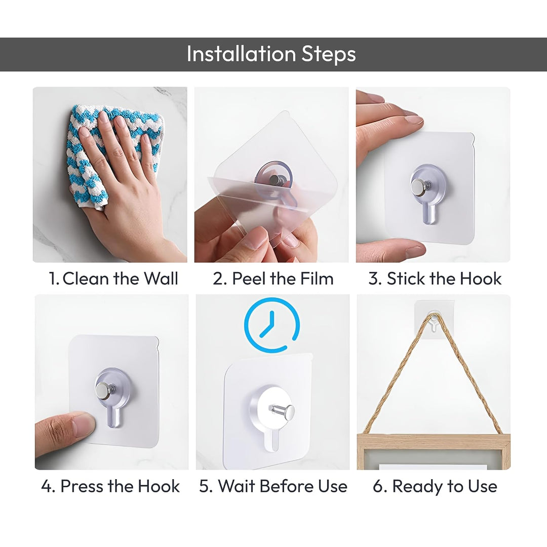 Nail-Free Self Adhesive Wall Hooks (Pack of 5)